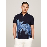 Tommy Hilfiger Poloshirt »PALM PLACEMENT PRINT REG POLO«, kontrastreicher Palmenprint, blau