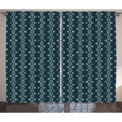 Gardine »Schlafzimmer Kräuselband Vorhang mit Schlaufen und Haken«, Abakuhaus, Ethnisch Bohemian Tribal Ornamente blau 280 cm x 260 cm