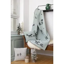 David Fussenegger Wohndecke Sylt 'Waldtiere' 140 x 200 cm Hellgrün