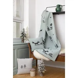 David Fussenegger Wohndecke Sylt 'Waldtiere' 140 x 200 cm Hellgrün