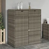 LAPOOH Gartenschrank Grau 105x55x113 cm Poly Rattan, Geräteschuppen, Gerätehaus, Wetterfest, Outdoor Schrank, Gartenhausschränke, Terrassenschrank - 365565