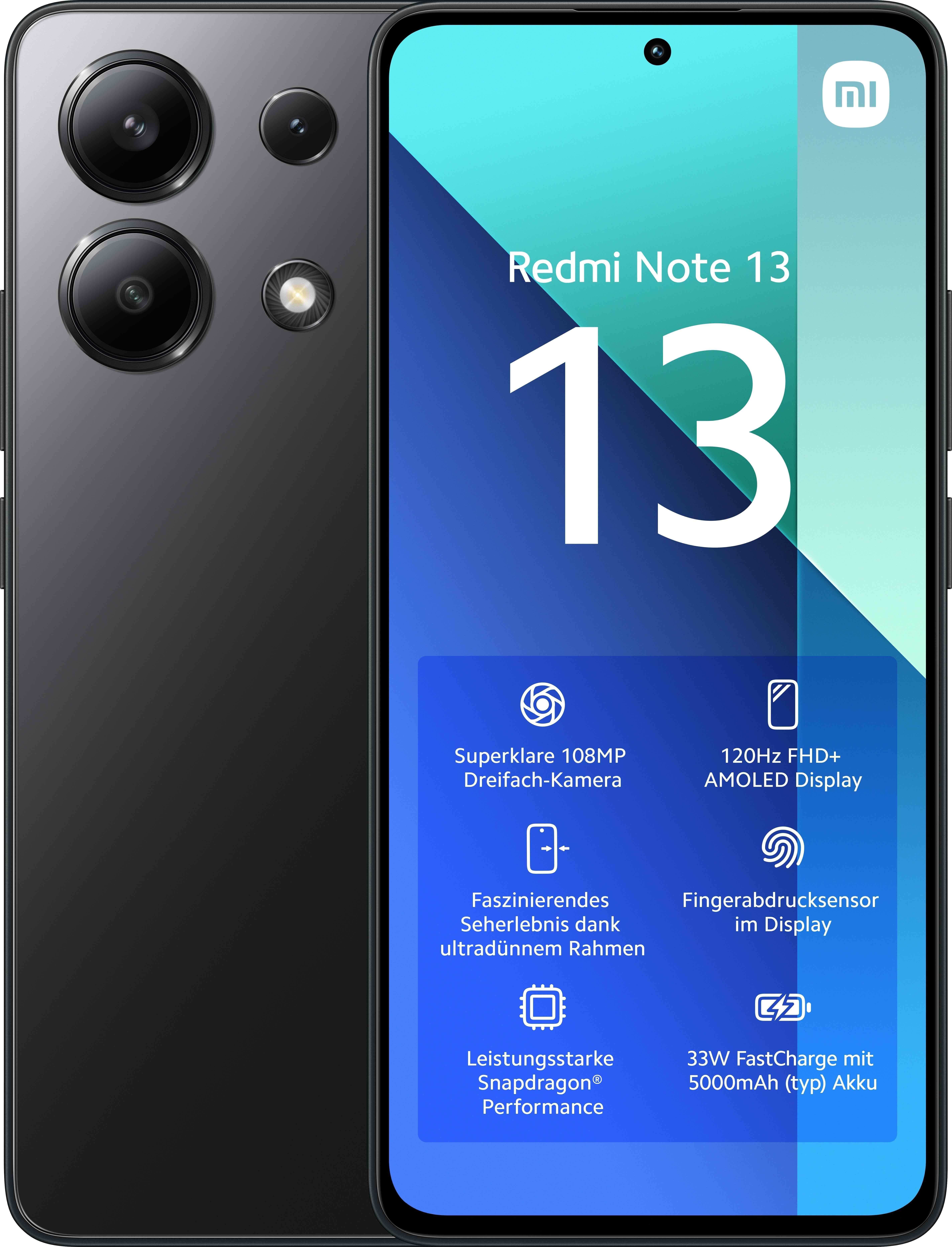 Redmi Note 13 128 GB 4G Smartphone 16,9 cm (6.67 Zoll) Android 108 MP Dreifach Kamera Dual Sim (Midnight Black)
