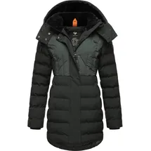 Ragwear Damen Wintermantel Warmer wasserdichter Steppmantel lang mit Kapuze Ashanta Block Dark Green23 Gr. XXL - XXL