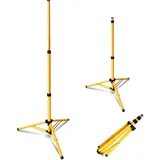 Yugodex Teleskop Stativ für Baustrahler, Stativ für LED strahler, Höhenverstellbar Flutlicht Ständer 64 bis zu 160cm, Flutlicht Stativ, Gelb Stahlstativ (Einzelne Halterung)