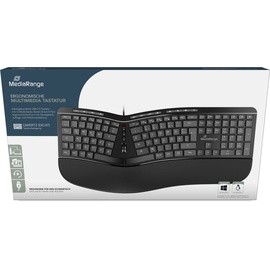 MediaRange Ergonomische Multimedia-Tastatur, schwarz, USB, DE (MROS120)