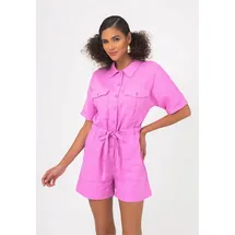 Freshlions Jumpsuit "Livia", Damen, Gr. S, EURO-Größen, pink, 100% Leinen, kurz, ohne Ausschnitt, Overalls Jumpsuit, mit atmungsaktiver Eigenschaft