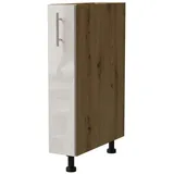 Feldmann-Wohnen Apothekerschrank Brerra (D15/kargo, 1 Türfront, innen 1 Korbauszug mit 2 Ablagen, 1-St., moderne Optik, lackierte Fronten, 15x50x82cm) Eiche Artisan / RAL 9001 creme Hochglanz / Korb links weiß