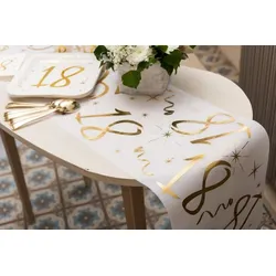 30. Geburtstag weiss gold Tischläufer 5 m x 30 cm Zahl 30