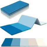 Klappbare Turnmatte, ca. 185 x 76 x 3,2 cm, tragbar, faltbar, Weichbodenmatte, Gymnastikmatte, Fitnessmatte, Yogamatte, Spielmatte für Kinderzimmer und zuhause (blau)