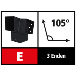 Suki Steckverbinder Ecke rechts 105 Grad, 3 Enden - 91mm