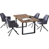 SalesFever Essgruppe, (Set, 5 tlg.), Stühle mit 360 Grad Drehplatte unter der Sitzfläche, grau