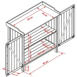 HABAU Gartenschrank Lino mit Unterschrank, grau, 98 x 48 x 95 cm