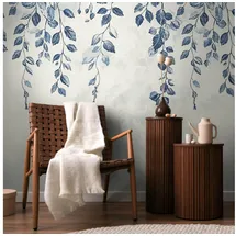Profhome 791445-GU Fototapete Floral Matt Creme Seiden-grau Blau 1,59 m x 2,8 m