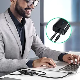 UGREEN USB 2.0 HUB RJ45 Ethernet Adapter 3+1 Port USB 2.0-Hub Schwarz