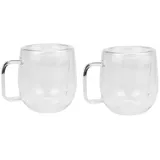 Schäfer 2er Set Doppelwandiges Thermoglas mit Henkel Teetassen Doppelwand