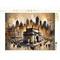Calvendo Puzzle Mumbais Gateway in sepiafarbenen Aquarellschattierungen durch KI