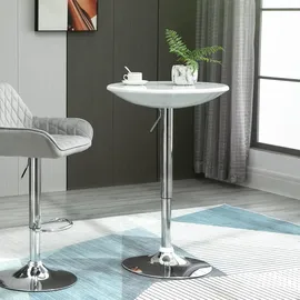 Homcom Bartisch rund Ø61 x 76-97 cm Weiß