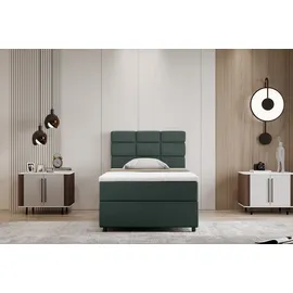 panda möbel Boxspringbett 100x200, mit Bettkast und Topper- dunkelgrün