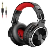 OneOdio Pro-10 DJ Over Ear Kopfhörer kabelgebunden Stereo Schwarz, Rot High-Resolution Audio Faltba