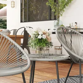 Outsunny Polyrattan Set 3-tlg. Grau