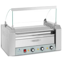 Royal Catering Hot Dog Grill - 7 Rollen - Wärmeschublade - Edelstahl