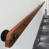 Holz Handläufe für Treppen, Rutschfeste Indoor-Treppen Weiß Handlauf, Wandmontage Handlauf Mit stabilem Metallbügel, Barrierefreie Treppe Haltegriff für ältere Menschen (Brown, 280cm)