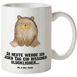 Mr. & Mrs. Panda Tasse Bär sitzend – Weiß – Geschenk, Teddybär, XL Becher, Grosse Kaffeetass, XL Tasse Keramik weiß
