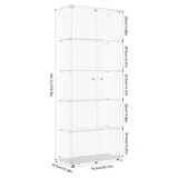 Glas Vitrine - Stand Vitrinenschrank - LED-Lichtleiste - 5 Ebenen - Abschließbar - Weißer Sockel Sammlervitrine