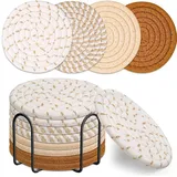 8 Stück Kork Untersetzer,Runde Untersetzer Aus Baumwolle für esszimmer büros küche (Braun)