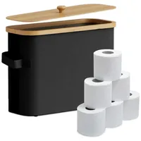 Relaxdays Toilettenpapier Aufbewahrung 12 Rollen, Hellbraun,Schwarz