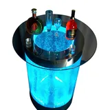 Xlmoebel Beistelltisch Beleuchteter runder Couchtisch mit LED-Beleuchtung für Bar, Wasserwand (Led Bar Tisch), Hergestellt in Europa weiß