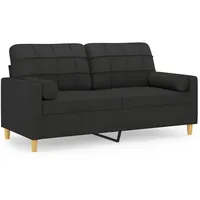 VidaXL 2-Sitzer-Sofa mit Zierkissen Schwarz 140 cm Stoff