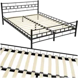 Tectake Bettgestell 140 x 200 cm schwarz