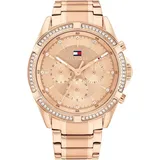 Tommy Hilfiger Multi Zifferblatt Quarz Uhr für Damen mit Roségoldfarbenes Edelstahlarmband -