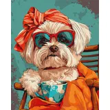 IDEYKA Stilvoller Shih Tzu - Malen nach Zahlen für Erwachsene, einfaches Acryl-Malen nach Zahlen für Erwachsene, malen nach zahlen erwachsene mit rahmen,DIY-Malen nach Zahlen als Geschenk, 40х50cm