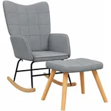 vidaXL Schaukelsessel mit Hocker Polyester 70 x 100 x 80 cm Hellgrau