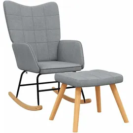 vidaXL Schaukelsessel mit Hocker Polyester 70 x 100 x 80 cm Hellgrau
