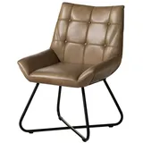 Massivmoebel24 Stuhl Echtleder 61x65x89 beige IRON Label #613