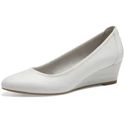 Pumps TAMARIS "Borage", Damen, Gr. 41 (7/7,5), weiß, Leder, elegant, Schuhe, Keilabsatz, Halbschuh, Schlupfschuh mit komfortablem Elastikeinfass