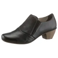 Rieker Hochfrontpumps RIEKER, Damen, Gr. 41, schwarz, Leder, unifarben, Schuhe Hochfrontpumps, Abendschuh, Trichterabsatz, Festtagsschuh, mit Stretcheinsätzen