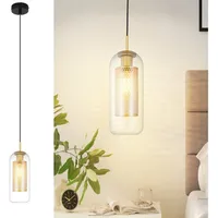 Nettlife Pendelleuchte Esstisch Schwarz Gold Glas 1 Flammig E27 Höhenverstellbar Hängelampe, Höhenverstellbar, LED wechselbar, für Wohnzimmer Küche Schlafzimmer Esszimmer schwarz