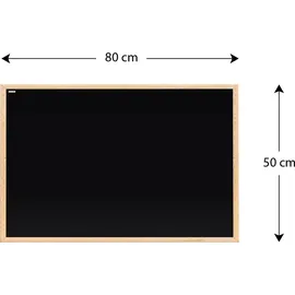 ALLboards Kreidetafel mit Naturholzrahmen 80x50cm, - Schwarz,