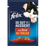 Felix So gut wie es aussieht Katzenfutter nass in Gelee, mit Rind, 26er Pack (26 x 85g)