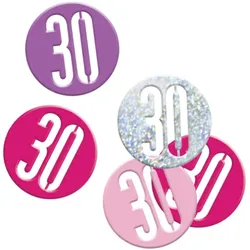 Konfetti rosa & silber Zahl 30