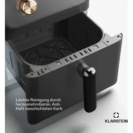 Klarstein AeroCrisp 6 Heißluftfritteuse 1700 W, Heißluftfritteuse, 80–200 °C, Zirkulierende Heißluft, CoolTouch-Gehäuse, Drehknöpfe, Schwarz