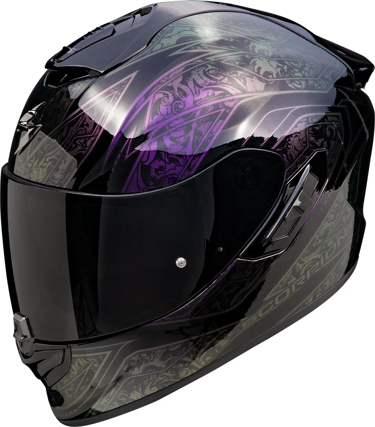Scorpion EXO-1400 Evo Air II Fantasy Chameleon, casque intégral - Noir/Mauve/Vert - M