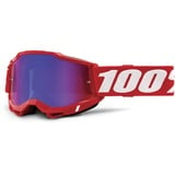 100% 100 Accuri 2 S23, Crossbrille verspiegelt - Neon-Rot/Weiß Rot/Blau-Verspiegelt