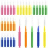 Yuio 50 Stück Interdental Brushes, Interdentalbürsten, Zahnzwischenraumbürsten mit rutschfestem Griff, 5Farben 5Größen Angle Interdentalbürsten gemischt für zwischen Zähnen und Zahnfleisch