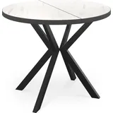 WFL GROUP Runder Ausziehbar Tisch für das Esszimmer - Tischrand schwarzes Nachbildung - 100 oder 120 cm - Ausziehbarer Tisch mit Pulverbeschichteten Schwarz... - Weiß