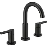 Delta Faucet Nicoli Weit verbreiteter Badezimmer-Wasserhahn 3 Löcher, mattschwarzer Badezimmer-Wasserhahn, Badezimmer-Waschbecken-Wasserhahn, Ablaufmontage, mattschwarz 35749LF-BL